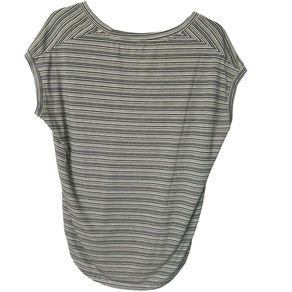 Athleta Cloudlight Stratus Tee Scoop Neck  Oversized Stripe Gray Black Sz M - Picture 3 of 5